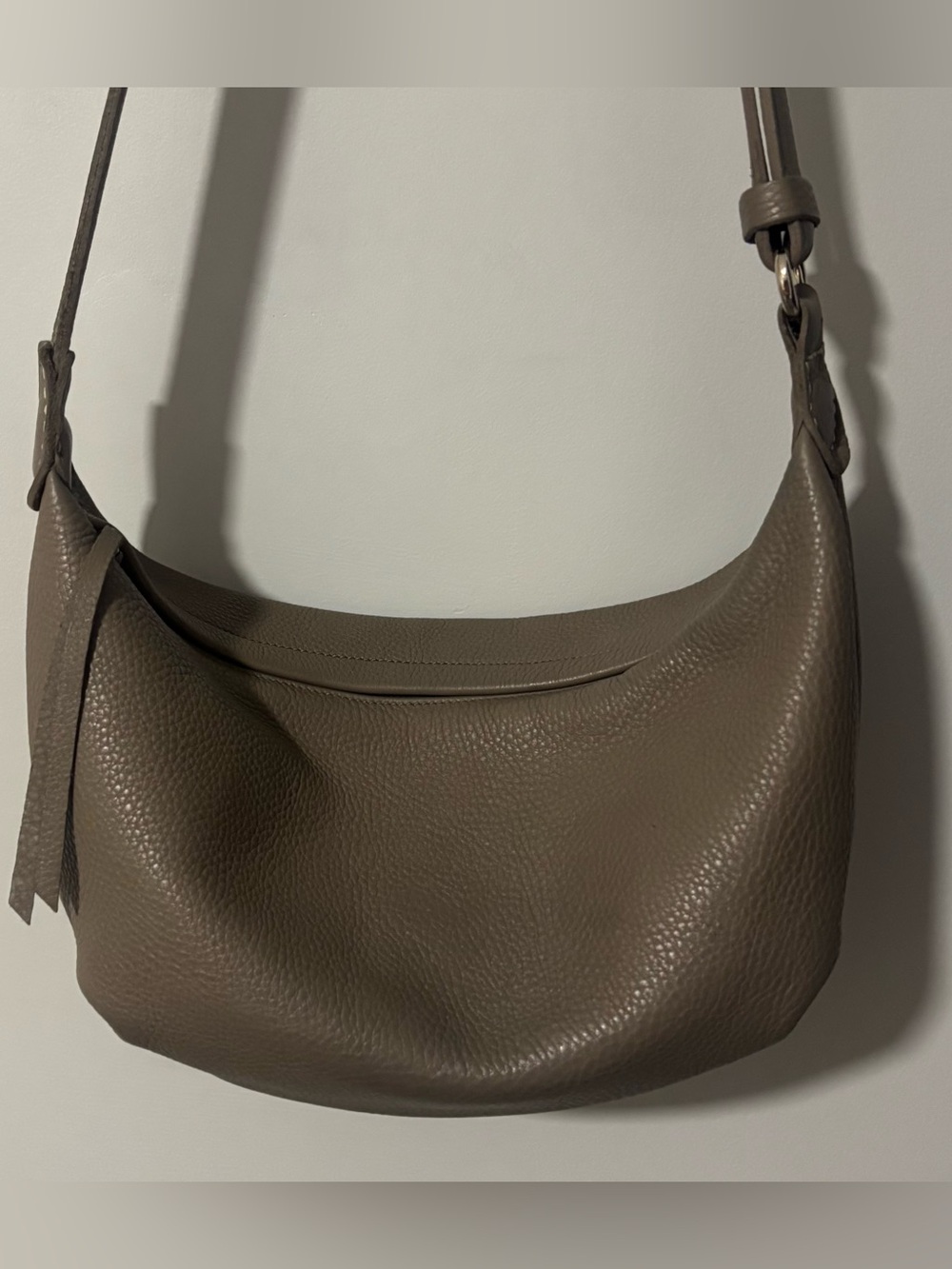 Roots Leather Crescent Cloud Crossbody Bag